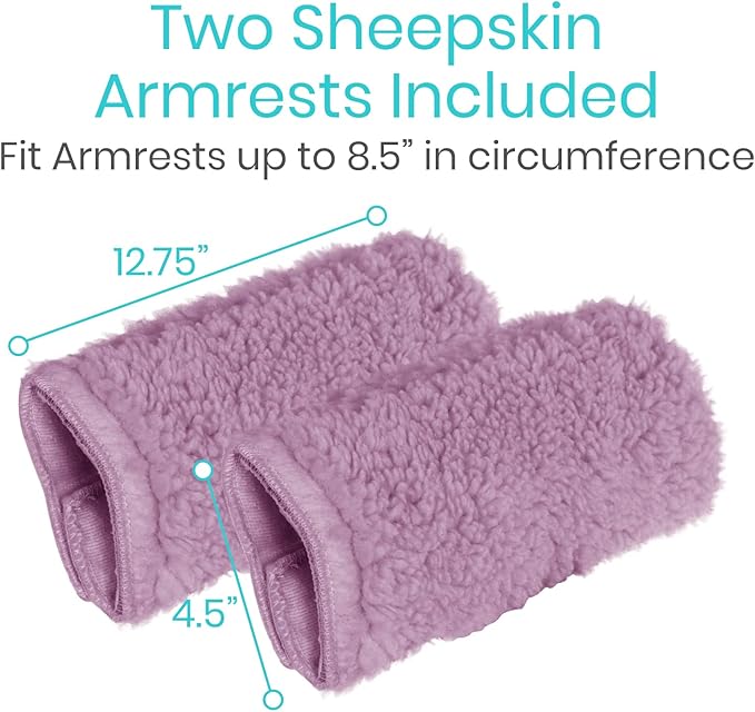 Vive Wheelchair Armrest Pads (2 PCS) - Memory Foam Sheepskin Cushion Accessories for Transport Electric Wheel Chair Arm Rests - for Adults, Seniors, Handicapped - Soft Support for Office Chair