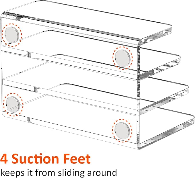 FUCDTEFC Desk Mail Organizer, 3 Section Clear Acrylic File Holder Letter Organizer, Vertical Lightweight Modern Envelope Holder Desk Accessories & Workspace Organizers for Office, Home, School