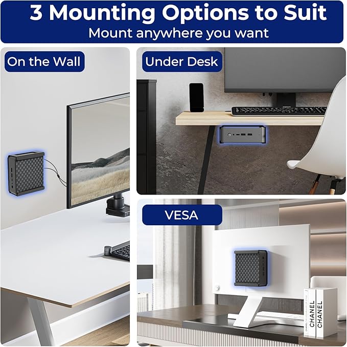 Mini PC Mount for Beelink Mini PC Vesa Mount/Wall Mount/Under Desk, for SER5/SER5 Pro/SER5 MAX/S12 Pro/S13/SER6 Pro/SER3/SER4/EQ12/EQ13/Mini S/S12/SEi12/SEi12 Pro and More, with Mouse Pad