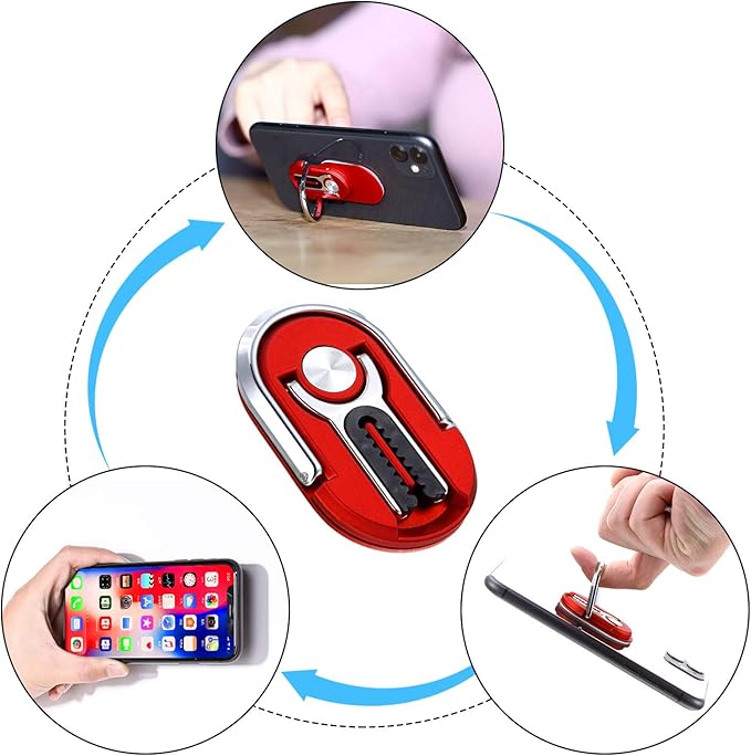 6 Pieces 3-in-1 Multipurpose Mobile Phone Bracket Holder 360 Degree Rotation Cell Phone Ring Stand for Car Home, 5 Colors