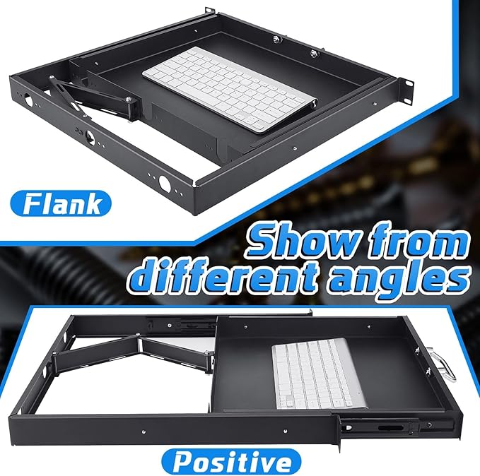 1U Rack Mount Sliding Keyboard Tray Cantilever Network Equipment Racks 19 Inch Cabinet Drawer Sliding Shelf for Server Data Music Studio Accessories