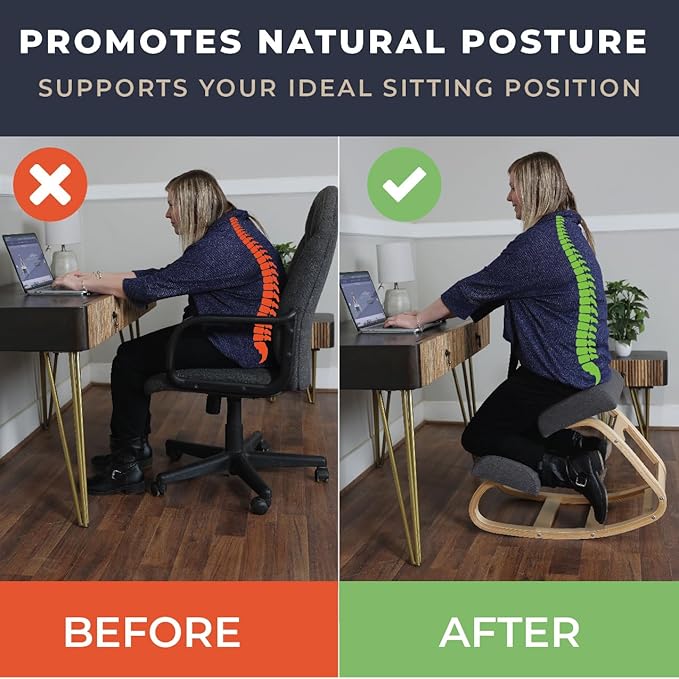 Kneeling Desk Chair, Sturdy Ergonomic Kneeling Chair for Office and Students, Rocking Motion for Natural Movement