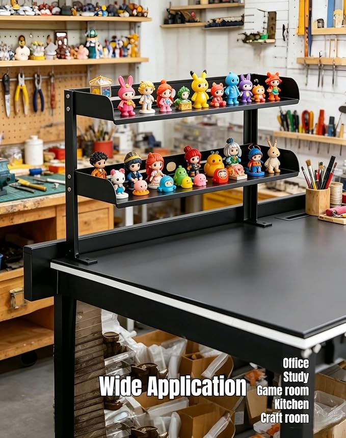 Yuxh Clamp Desk Shelf 15 inch Cilp Under Table Organizer, Black, S