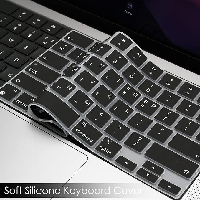 ProElife Korean Keyboard Cover Skin for 2024-2022 MacBook Air 13.6 15 inch M3 M2 A3113/A3114/A2681/A2941 & 2023-2021 MacBook Pro 14 16.2 inch M3 M2 M1 Pro/Max A2918/A2992/A2779/A2780/A2991 Accessory