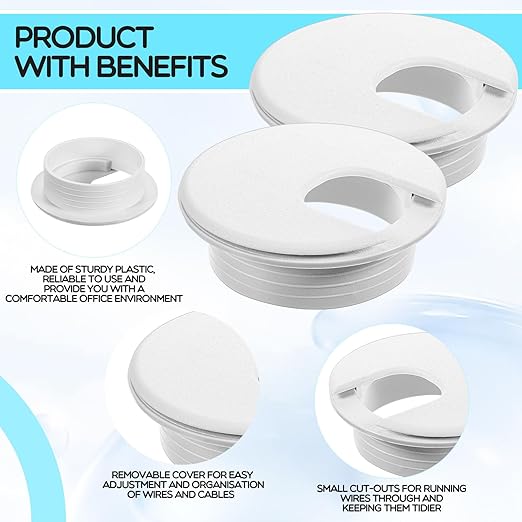 25 Pack 2 Inch Desk Grommet Desk Cable Wire Grommet Cord, PC Computer Desk Plastic Grommet Cord Tidy Cable Hole Cover Organizers for Office PC Computer Desk Cord Management (White)