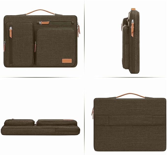 MOSISO 360 Protective Laptop Case 13 inch, 13 inch Laptop Sleeve Compatible with MacBook Air M5 M4 M3 M2 M1 2026-2018/Neo/Pro M2 M1, Side Open Carrying Case with 4 Zipper Pockets&Handle,Carob Brown