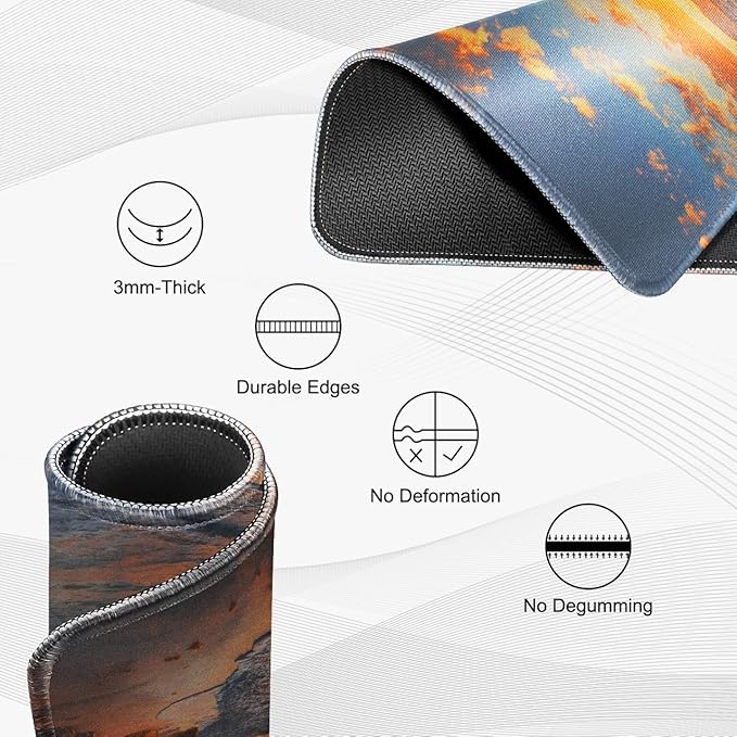 JIKIOU Mouse Pad with Non-Slip Rubber Base, Premium-Textured & Washable Computer Mousepad with Stitched Edges, Mouse Pads for Computers, Laptop, Gaming, Office & Home, 10.2 x 8.3 in Sunset