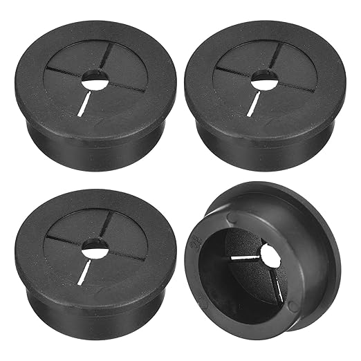 uxcell 4 Pcs Cable Cord Grommet, 1-1/8 Inch (28mm) Desk Grommet Flexible Rubber Grommets Wire Hole Cover Pass Through for Office Computer Desk Wire Organizer, Black
