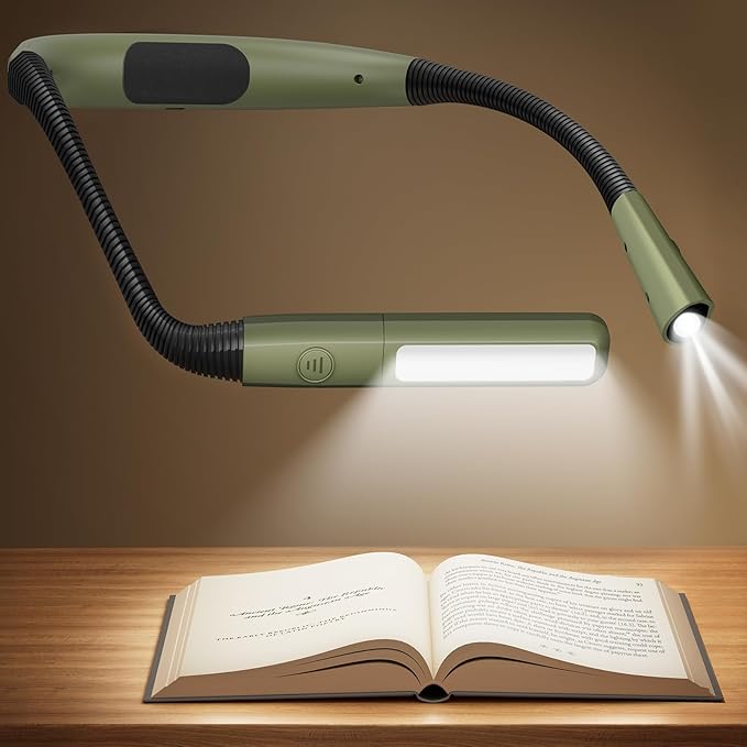 Glocusent Neck Light, 100Hrs Long Lasting Rechargeable Book Light, 5 Colors & Stepless Dimming Reading Light - Perfect Book Lights for Reading at Night, Knitting, Book Lovers Gifts