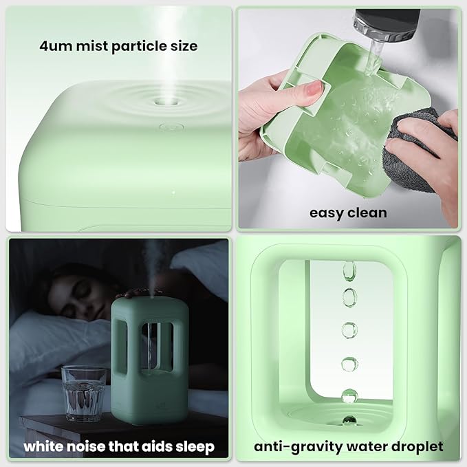 0.6L Mini Anti-Gravity Humidifier, Visual Floating Water Drop Cool Mist Humidifier for Bedroom, Desk & Indoor Plants, Quiet 36dB Night Light, Auto Shut-Off, Unique Gift Idea