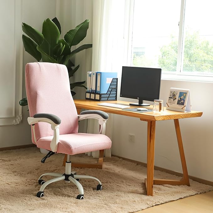 FORCHEER Large Office Chair Covers Stretchable XL Office Chair Cover, Big and Tall Computer Chair Covers (Large,Pink)
