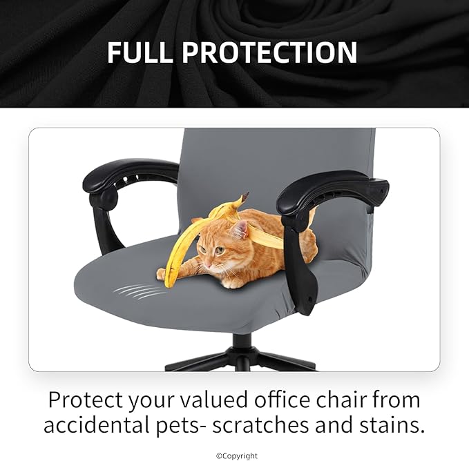 DIVA EN CAMINO DEC Stretchable Office Chair Cover with Durable Zipper, Soft Slipcover for Computer Desk Chair - Mid Gray