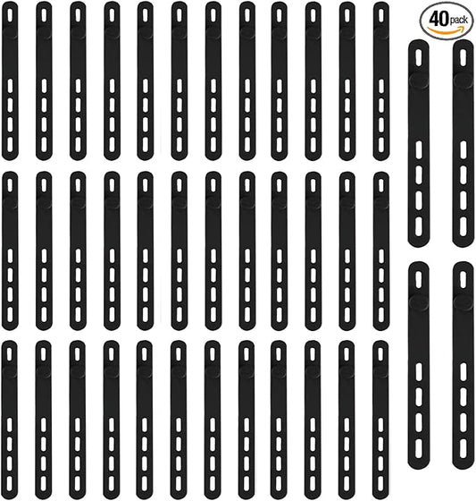 40 Pcs Black Silicone Cable Ties, Reusable Cable Straps Wire Organizer, Cable Management Cord Organizer for Fastening Earphone Phone Charger Home Office Desk Kitchen Appliances Cable Cords Wires