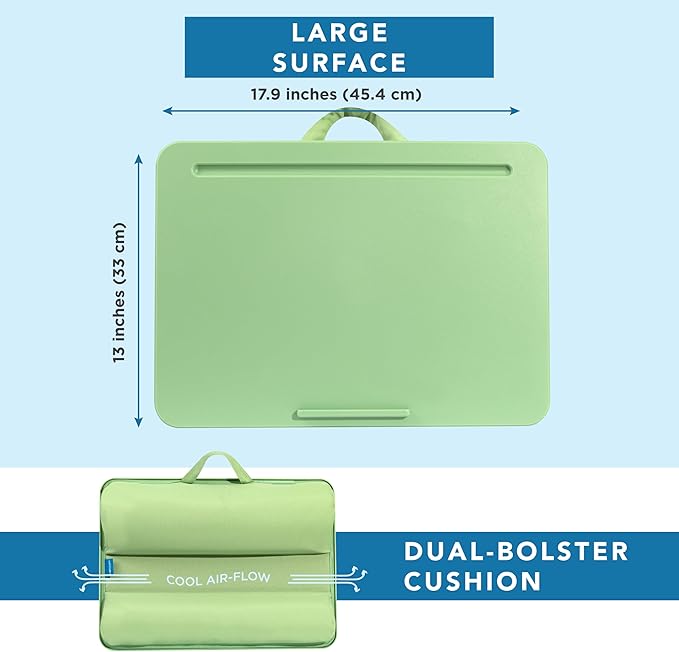 LAPGEAR Original Lap Desk – Fits Up to 17” Laptops – Sage Green – Style No. 45151