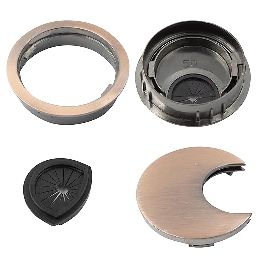 2Pcs 2 Inch(50mm) Red-Bronze Zinc Alloy Wire Cord Cable Table Desk Grommet Hole Covers - for Office and Home Desk Cable Management, Desk Hole, Table Hole