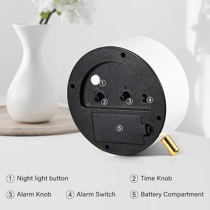 Tetino Analog Alarm Clocks,Retro Metal Desk Silent Non Ticking Small Clock with Night Light,Battery Operated,Simple Design,for Bedrooms, Bedside,Office,Home Décor (Green)