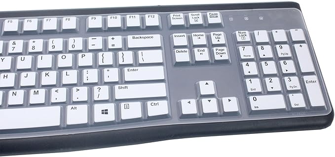 Silicone Keyboard Skin Cover Protector Compatible with Logitech K120 & MK120 Full-Size Wired Keyboard, MK120 & K120 Keyboard Protective Accessories (White)