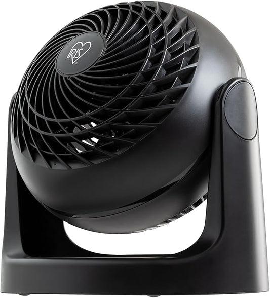 IRIS USA Desk Fan, Air Circulator, 3 Speeds, 52ft Max Air Distance, 360° Adjustable Tilt, 30 db Quiet Motor, Fan for Bedroom, Office, Dorm, Medium, Black