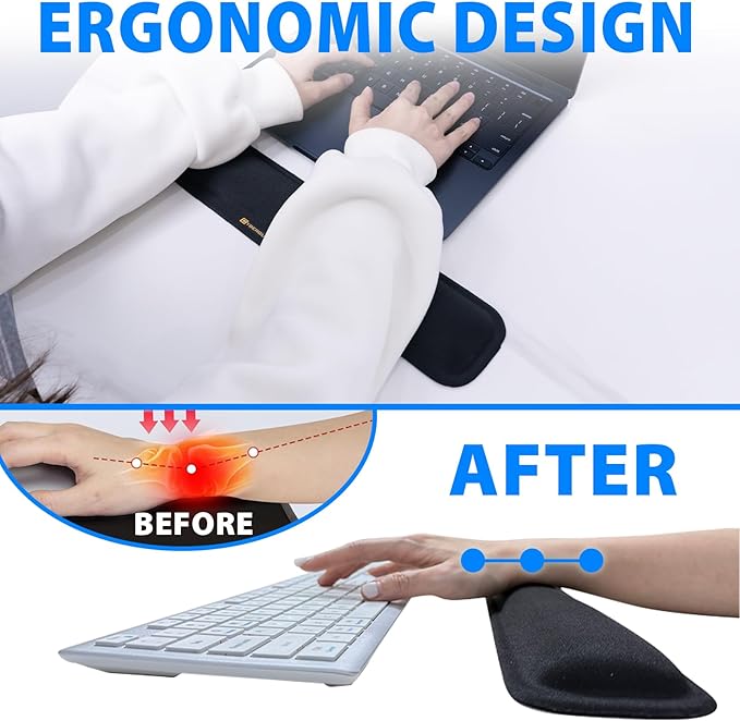 Cyberguys! Gel Keyboard Wrist Rest, Ergonomic Keyboard Pad Wrist Support with Soft Lycra Surface, Non-Slip PU Base, Comfortable Typing Support for Office, Gaming & Laptop Use
