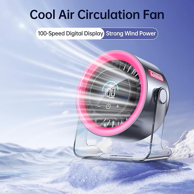 Handheld Portable Fan with Ice Cooler: 100-Speed 5500mAh Rechargeable Handheld Fan, 12H Time Hand Cooling Personal Fans with 20000 RPM Air Turbo Tech for Travel Outdoor (Pink)