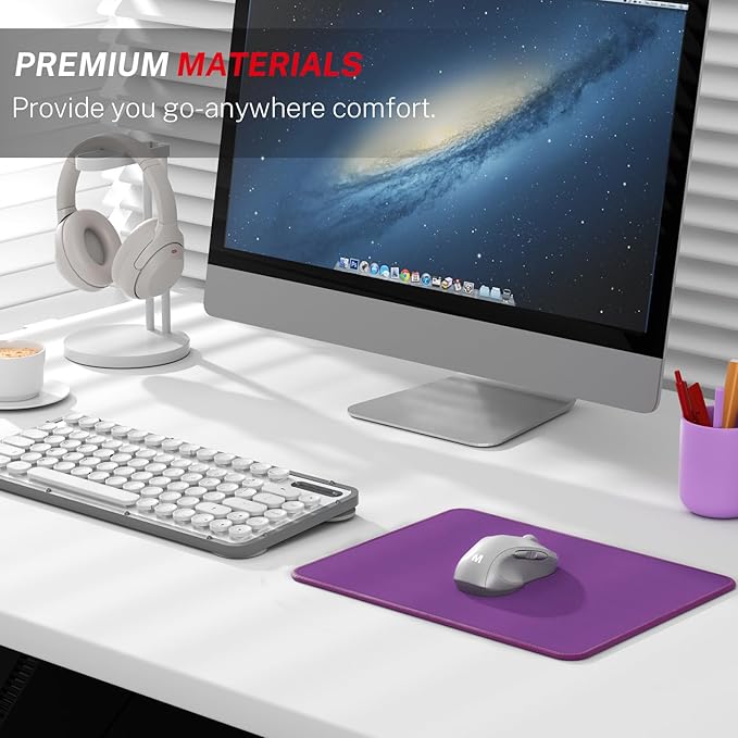 MROCO Mouse Pad [30% Larger] with Anti-Fray Stitched Edges, Premium-Textured Waterproof Surface, Non-Slip Rubber Base, Computer & Gaming Mouse Mat for Laptop, Office & Home, 8.5 x 11 in, Violet Purple