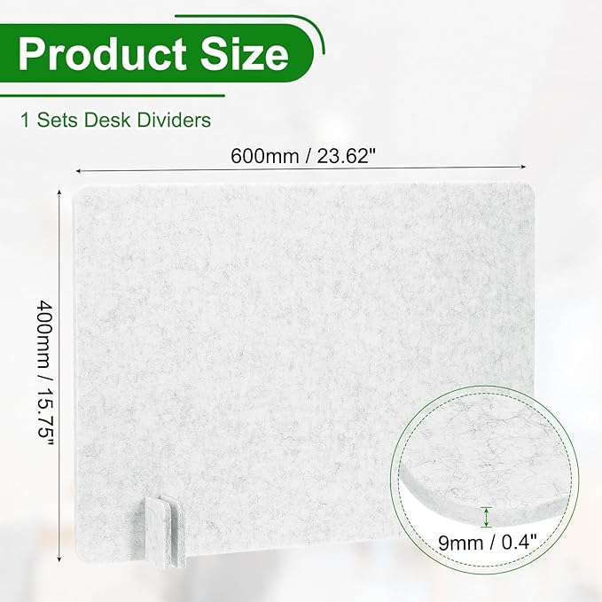 PATIKIL Desk Dividers 24" x 16", 1 Pack Desk Privacy Panel Freestanding Noise Reducing Partition Acoustic Panel with 4Pcs Support Feet for Testing Office Home Library, Light Gray Style B