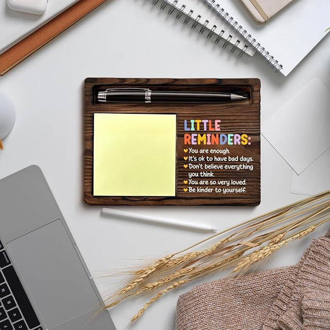 Encouragement Sticky Note Holder Mental Health Gifts for Women, Positive Affirmations Little Reminders Post It Note Dispenser for Office Cubicle Desk Decor