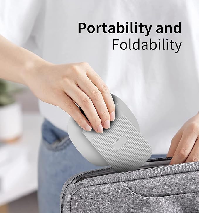 360° Rotating Cell Phone Stand for Desk, Adjustable & Foldable Phone Holder, Aluminum Desktop Phone Stand with Anti-Slip Base, Compatible with iPhone, iPad, Android Phones, K69-White