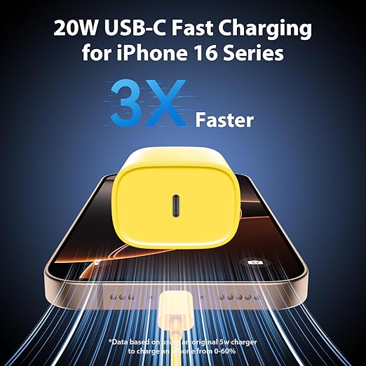Phone 17 16 15 Charger Fast Charging Type C Chargers USB C Fast Charger Block & Phones 17 Charger Cord 10FT Long USB C Charging Cable for i.Phone 17/17 Pro/17 Pro Max/Air/Phone 16 15 Pro Max,Yellow
