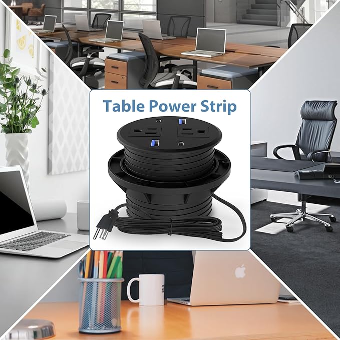 Recessed Power Grommet with AC Outlets, 3.15inch Desktop Power Grommet Outlet,30W PD Fast Charge for Deskt - Flush-Mount Recessed Power Strip,Home and Workspace Essential Desk Outlet