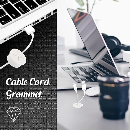 12pcs 1 Inch Cable Grommet, Flexible Desk Grommet, Cable Cord Hole Plug Wire Hole Cover for Desk, Table, Wire Pass Through (Black & White)