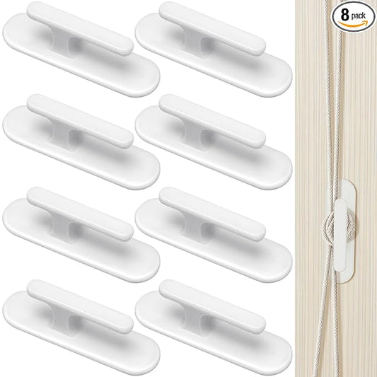 8 Pieces Blind Cord Twister Safety Hooks Adhesive Blind Cord Holder Window String Holder Child Proofing Wind Up for Home Office Kindergarten Use