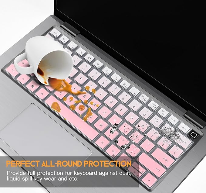 Keyboard Cover for Dell Latitude 5420 5430 5440 5450 3440 3450 14-in, Latitude7420 7430 7440 7450 7410 9420 9430 14, Latitude 16" 7650 7640, Latitude 9510 9520 7520 2025-2022, Ombre Pink