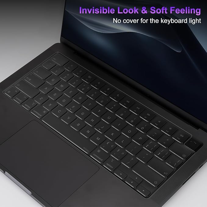 MOSISO 2 PCS Keyboard Cover, Keyboard Protector Compatible with MacBook Neo 13 inch 2026 A18 Pro, Compatible with MacBook Air 15/Air 13.6 M5 M4 M3 M2/ Pro 14/Pro 16 M5/M4/M3/M2/M1/, Translucent Tinted