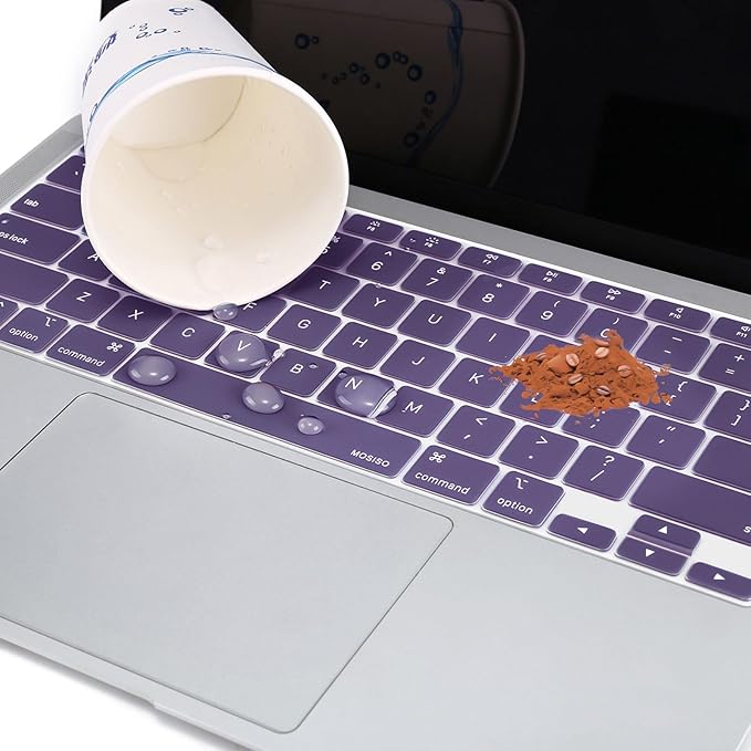 MOSISO Keyboard Cover Compatible with MacBook Air 13 inch 2022 2021 2020 Release A2337 M1 A2179 Retina Display with Touch ID Backlit Magic Keyboard, Waterproof Protective Silicone Skin,Imperial Purple