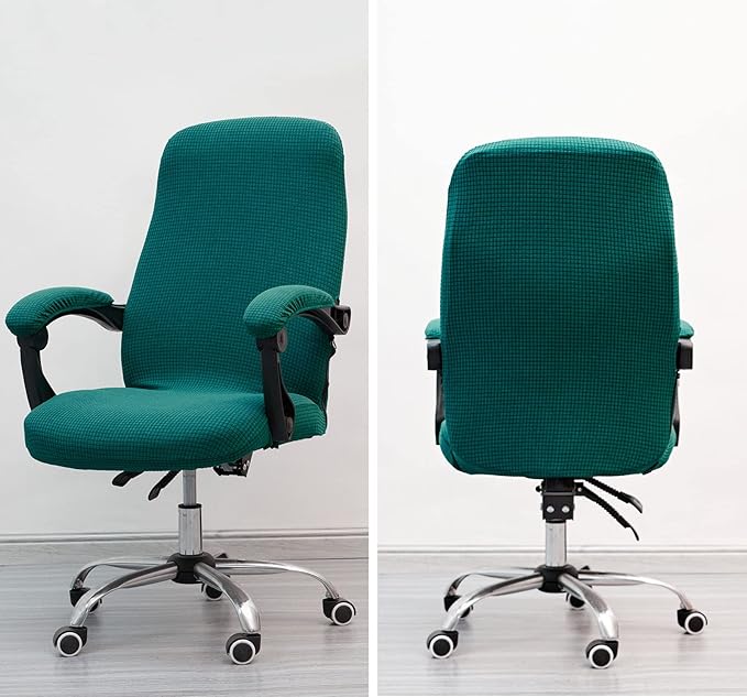 Melaluxe Office Chair Cover with Armrest Covers， Universal Stretch Desk Chair Cover, Computer Chair Slipcovers (Size: L) - Teal Blue