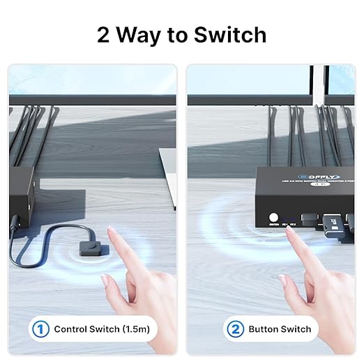 USB 3.0 HDMI KVM Switch 2 Monitors 2 Computers 4K@60Hz, KVM Switches Dual Monitor with 3 USB 3.0 Ports Sharing Keyboard and Mouse, Printer/Scanner, Desktop Controller, EDID Compatible