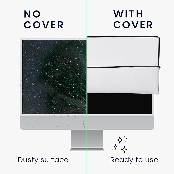 kwmobile Monitor Cover Compatible with 31-32" monitor - Dust Cover Computer Screen Protector - White
