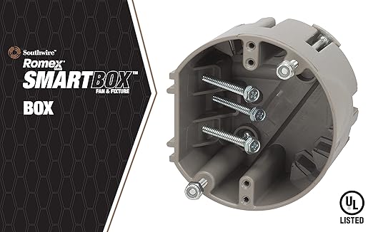 Southwire Electrical Box for Ceiling Fan, Light Fixture, 50lb Ceiling Fan and 75lb Light Fixture Support, Depth Adjustable, Gray, MSBFAN (Pack of 10)
