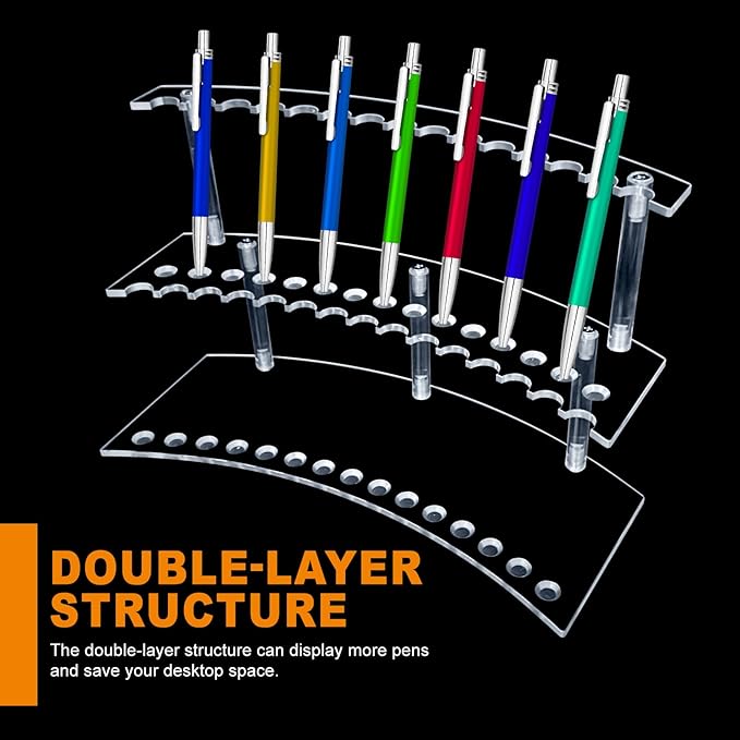 Acrylic Pen Display Stand 30 Slots 1.3cm Pen Stand Display 2 Tier Clear Pen Display Stand Rack Acrylic Pen Stand Display