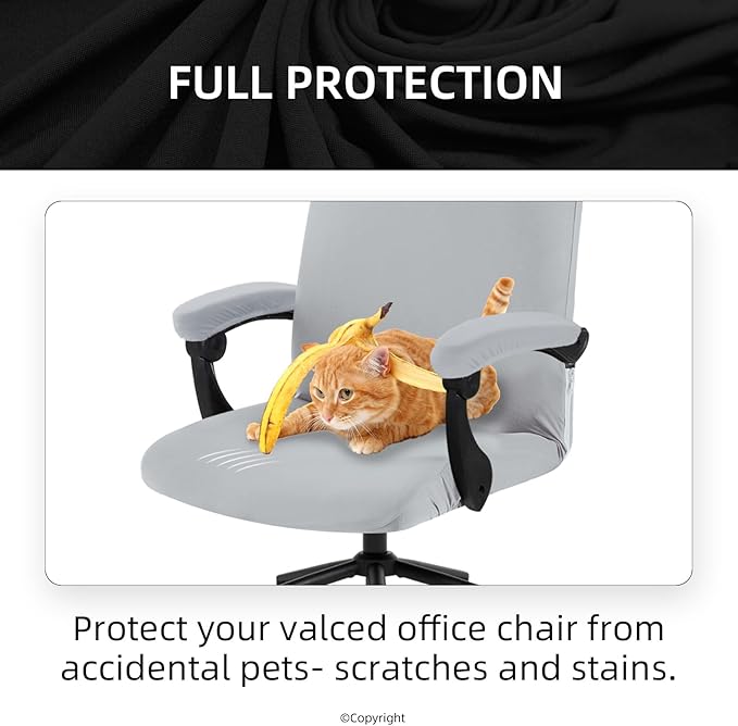 DIVA EN CAMINO DEC Stretch Computer Office Chair Cover with Armrest Covers Durable Zipper Universal Spandex Rotating Boss Chair Slipcovers Anti-dust Soft Desk Chair Seat Protector, Light Gray