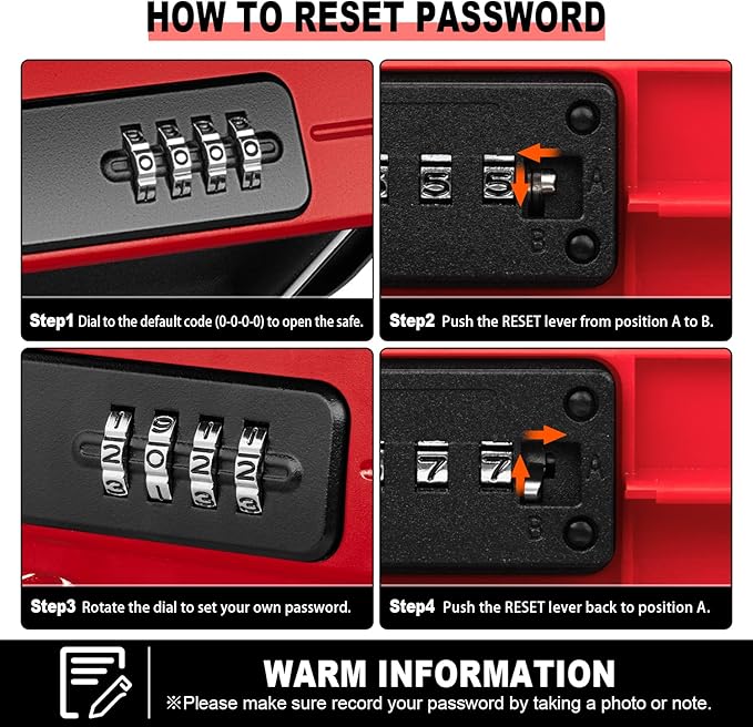 HUANLANG Portable Safe Lock Box with Combination Lock Mini Beach Travel Safe Waterproof Small Lockable Box with Removable Wire Rope Combination Safe Box for Dorm,Travel,Beach,Hotel,Car,Home,Office