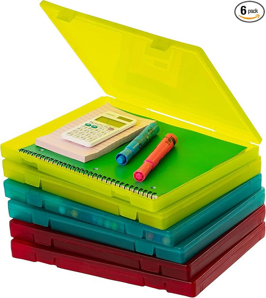 IRIS USA 6-Pack A4 File Box Paper Cases |Made in USA| Fits 8.5" x 11" Letter Paper, Portable & Stackable - Multi-Color