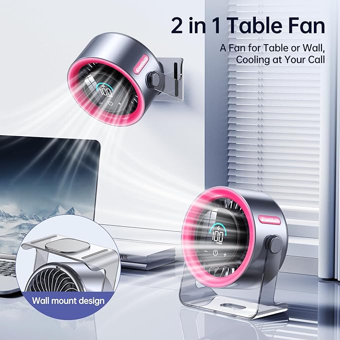 Handheld Portable Fan with Ice Cooler: 100-Speed 5500mAh Rechargeable Handheld Fan, 12H Time Hand Cooling Personal Fans with 20000 RPM Air Turbo Tech for Travel Outdoor (Pink)