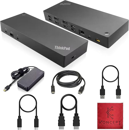 40AF0135US Lenovo Docking Station Dual Monitor Hybrid USB-C with USB-A - Thinkpad Dock with 135W, HDMI & DisplayPort Cable (40AF0135US)