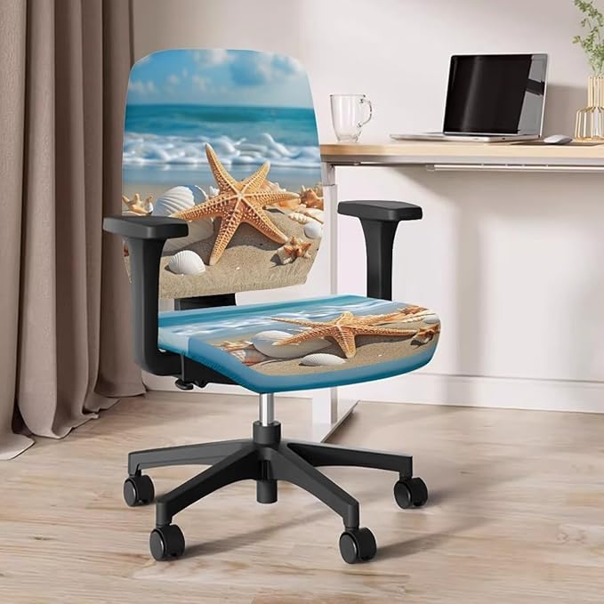 Beach Office Chair Covers Stretchable Office Chair Seat Cover 2 Piece Washable Gaming Chair Cover Universal Fit Most Wheelchairs,Computer Chairs,Gaming Chairs