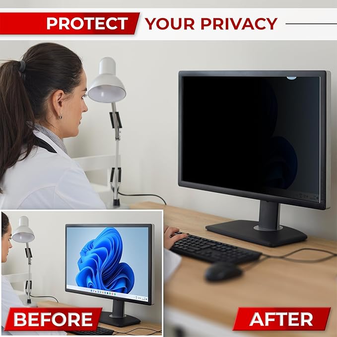 SightPro 24 Inch 16:9 Computer Privacy Screen Filter for Monitor - Privacy Shield and Anti-Glare Protector