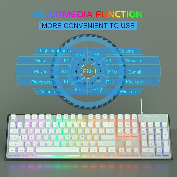 Gaming Keyboard and Mouse Combo, K1 RGB LED Backlit Keyboard with 104 Key Computer PC Gaming Keyboard for PC/Laptop (Green)