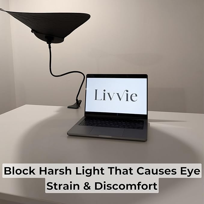 Livvie Cubicle Shade & Laptop Sun Shade for Working Outside — Adjustable Desk Shade Blocks Overhead Fluorescent Light & Window Glare — Foldable Cubicle Light Blocker for Light-Sensitive Workers