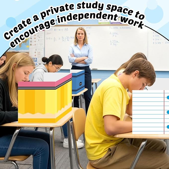 30 Pack Desk Dividers for Students Composition Notebook Pencil Privacy Folder for Students Waterproof Study Carrel Dividers Testing Divider Privacy Classroom Shield Folder Boards for Teacher Supplies